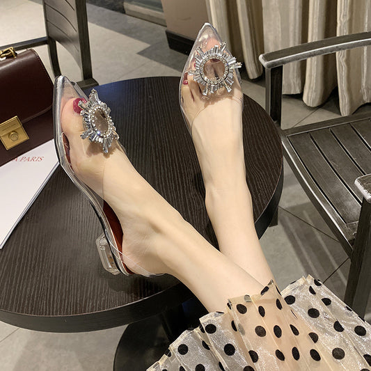 Pointed sunflower high heels