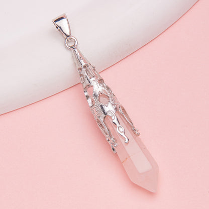 Crystal Agate Hexagonal Pyramid Pendulum Pendant