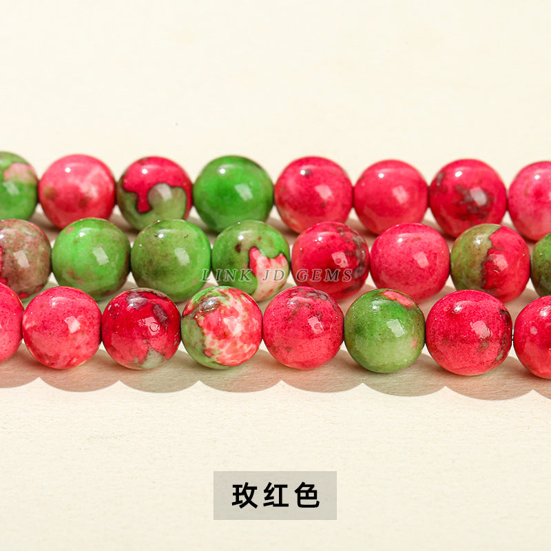 Perlas sueltas de piedra de color lluvia de color sintético, cuentas de jade 