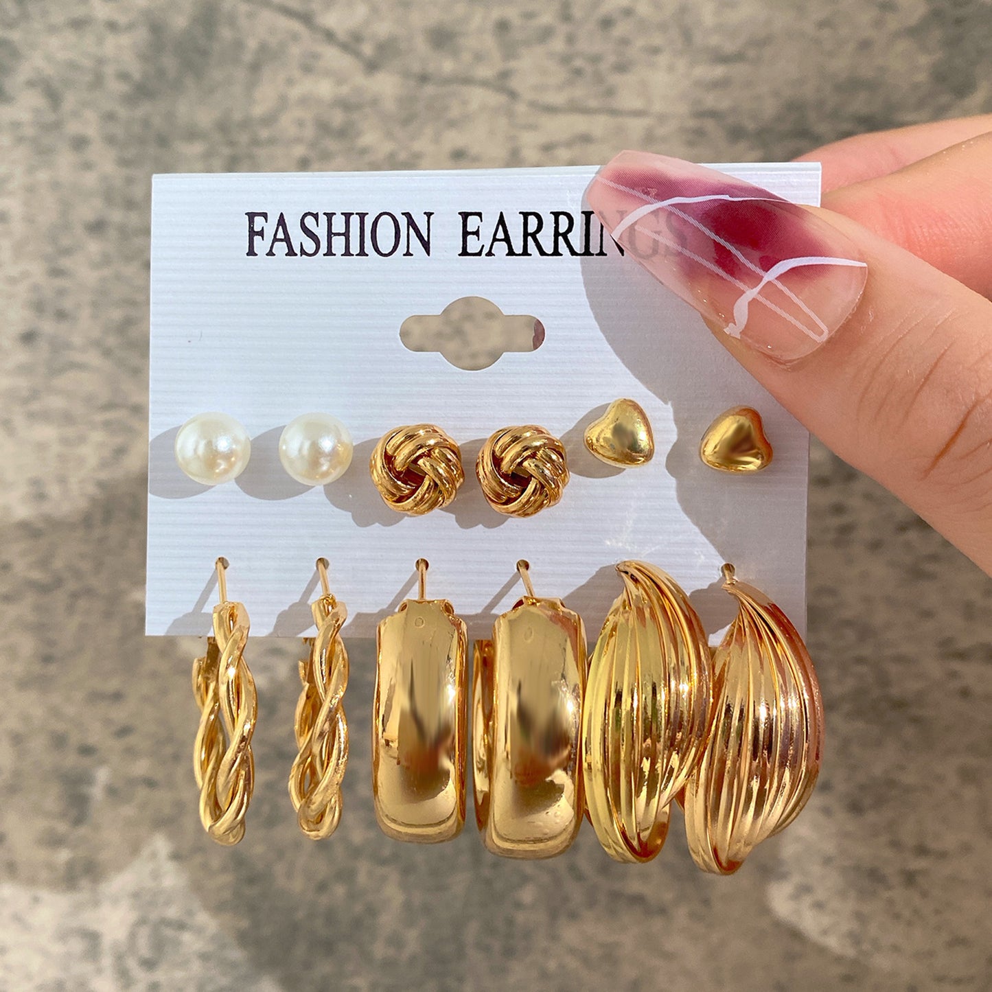 5-Pair Acrylic & Pearl Earring Set