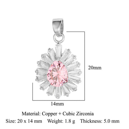 Palm flower sun color zirconium copper pendant