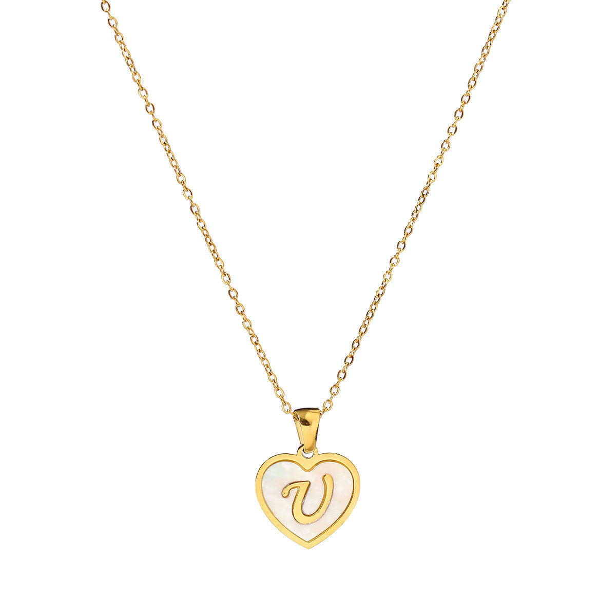 Titanium steel heart-shaped 26 English letter necklace