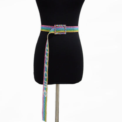 Colorful nine-row full rhinestone belt