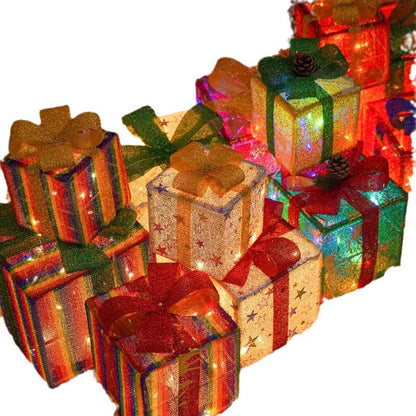 Christmas gift box three-piece set luminous light props ornaments