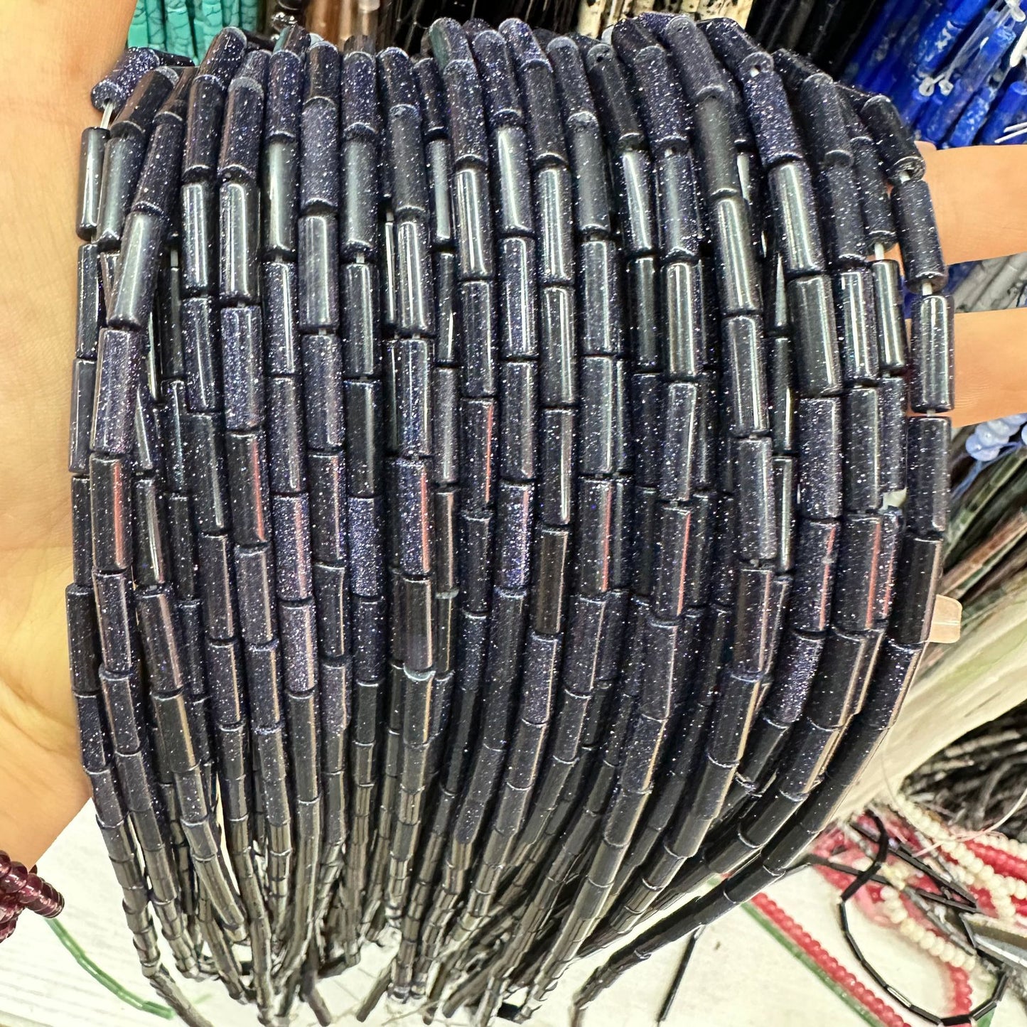 4*13MM natural stone crystal cylindrical spacer beads