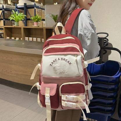 Contrasting color backpack travel backpack