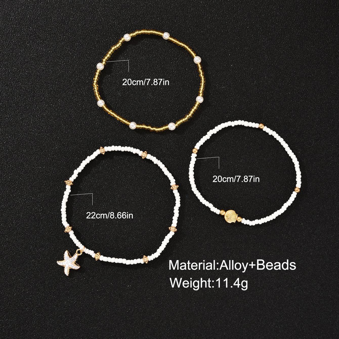 Starfish & Shell Anklet Set (3-Piece)