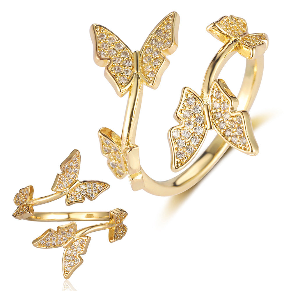 Butterfly Mermaid Tail Snake Copper Zircon Ring