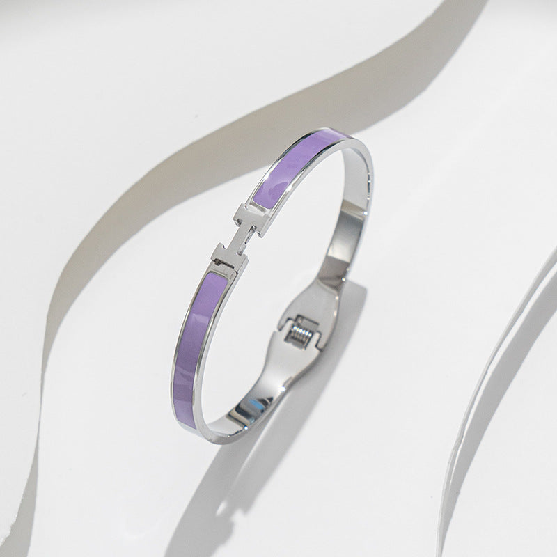 Pulseira de aço inoxidável com letra H, tendência da moda 