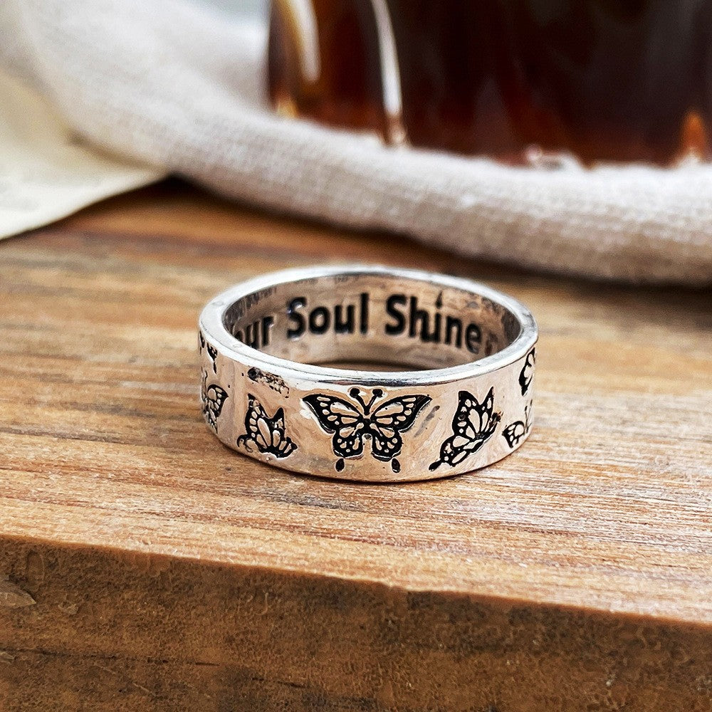 Retro Engraved Flower Ring