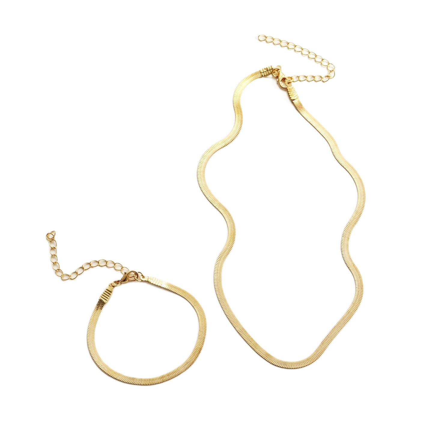 18k Gold Plated Snake Chain Set