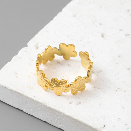Qizhu Leaf Life Tree Titanium Steel Ring