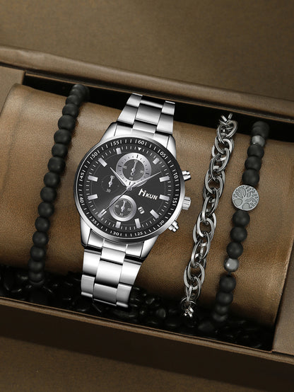 Trendy Beaded Men's Watch Set