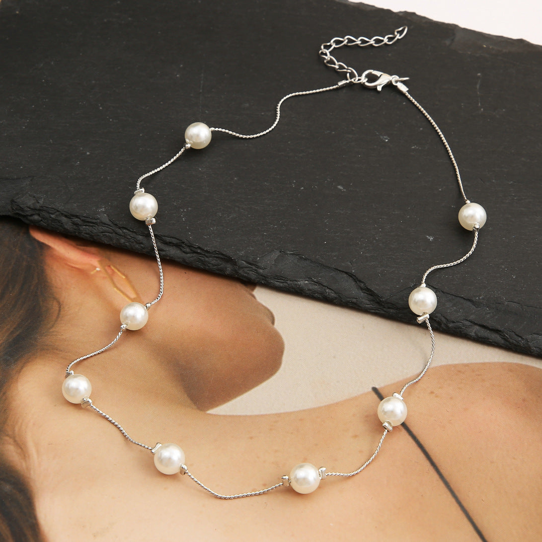 Inlaid Pearl Choker Necklace