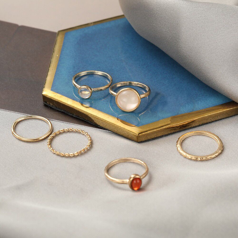 7-Piece Rhinestone Waterdrop Ring Set