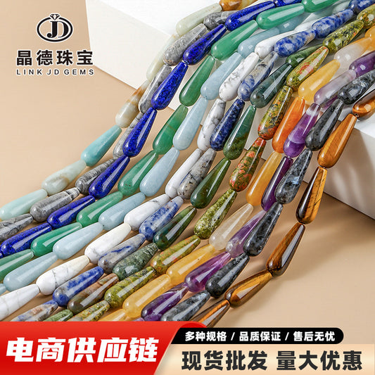 Cuentas sueltas con forma de gota de agua y agujero recto de ágata de jade de 10 * 30 mm 