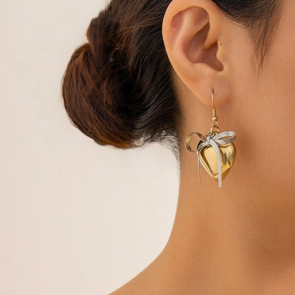 Contrast color love butterfly clip stud earrings