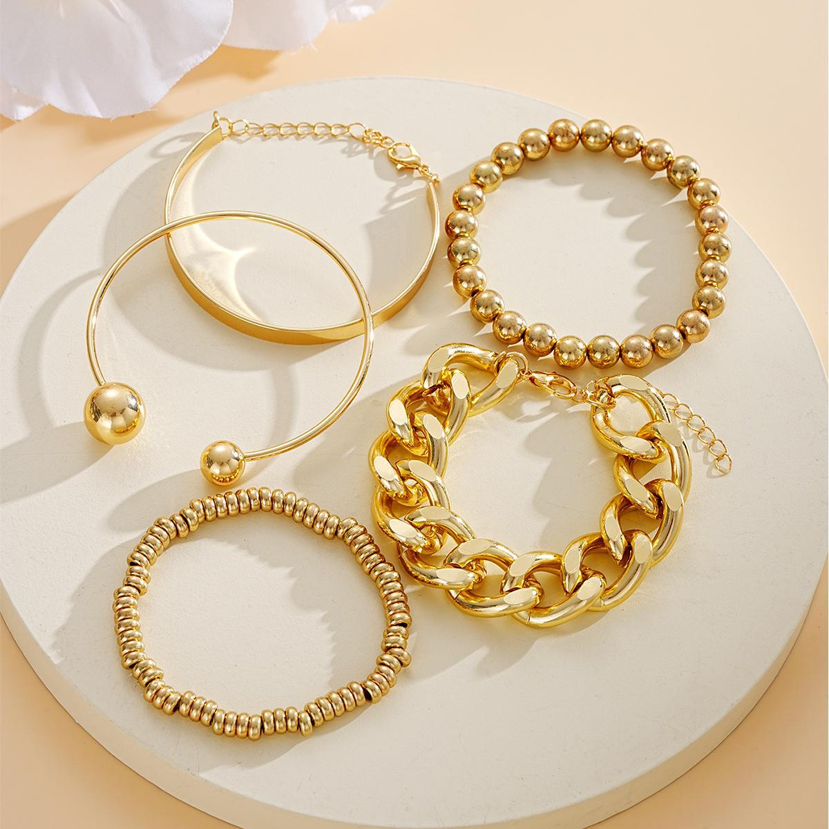 5-Piece Thick Chain Bracelet Set