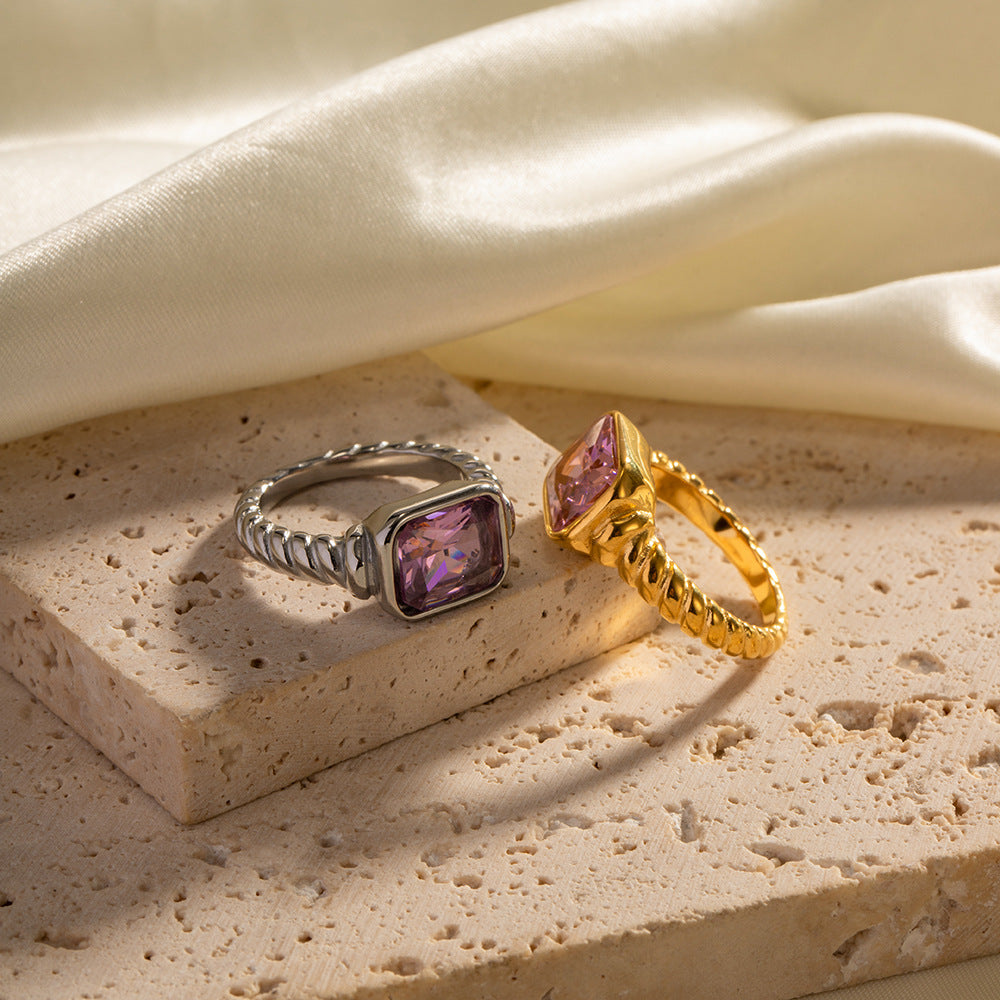Pink zircon ring