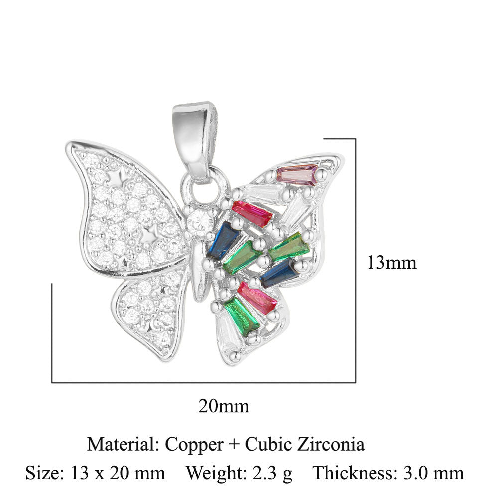 Fly color zirconium copper micro-inlaid necklace pendant