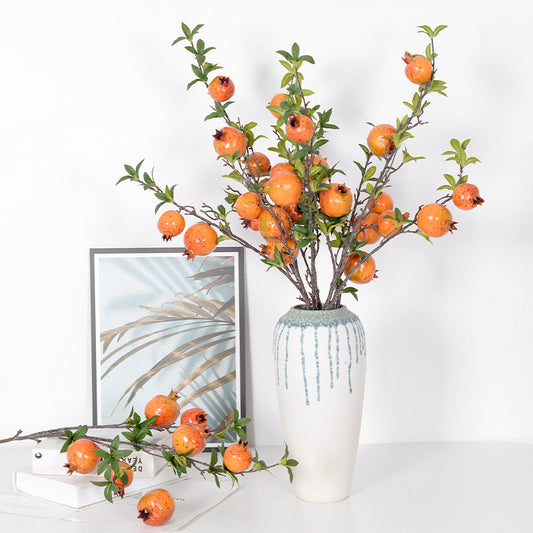 Rama de tallo de fruta de Granada, flor artificial, fruta artificial 