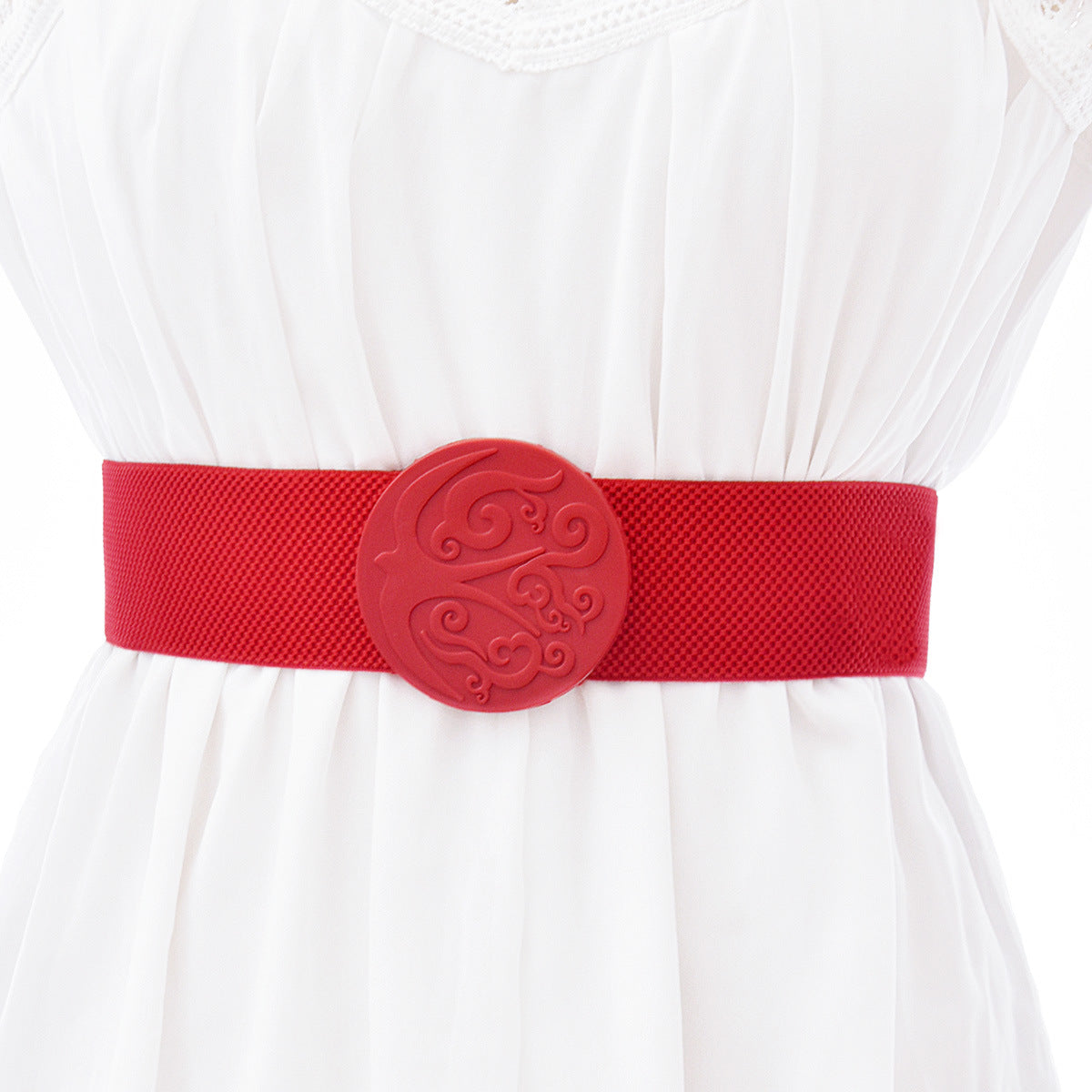 Elastic waist bright red belt
