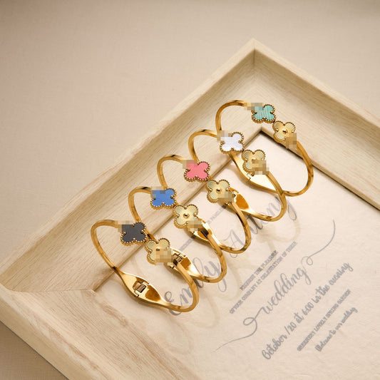 18K Gold Plated Four-Leaf Clover Bracelet