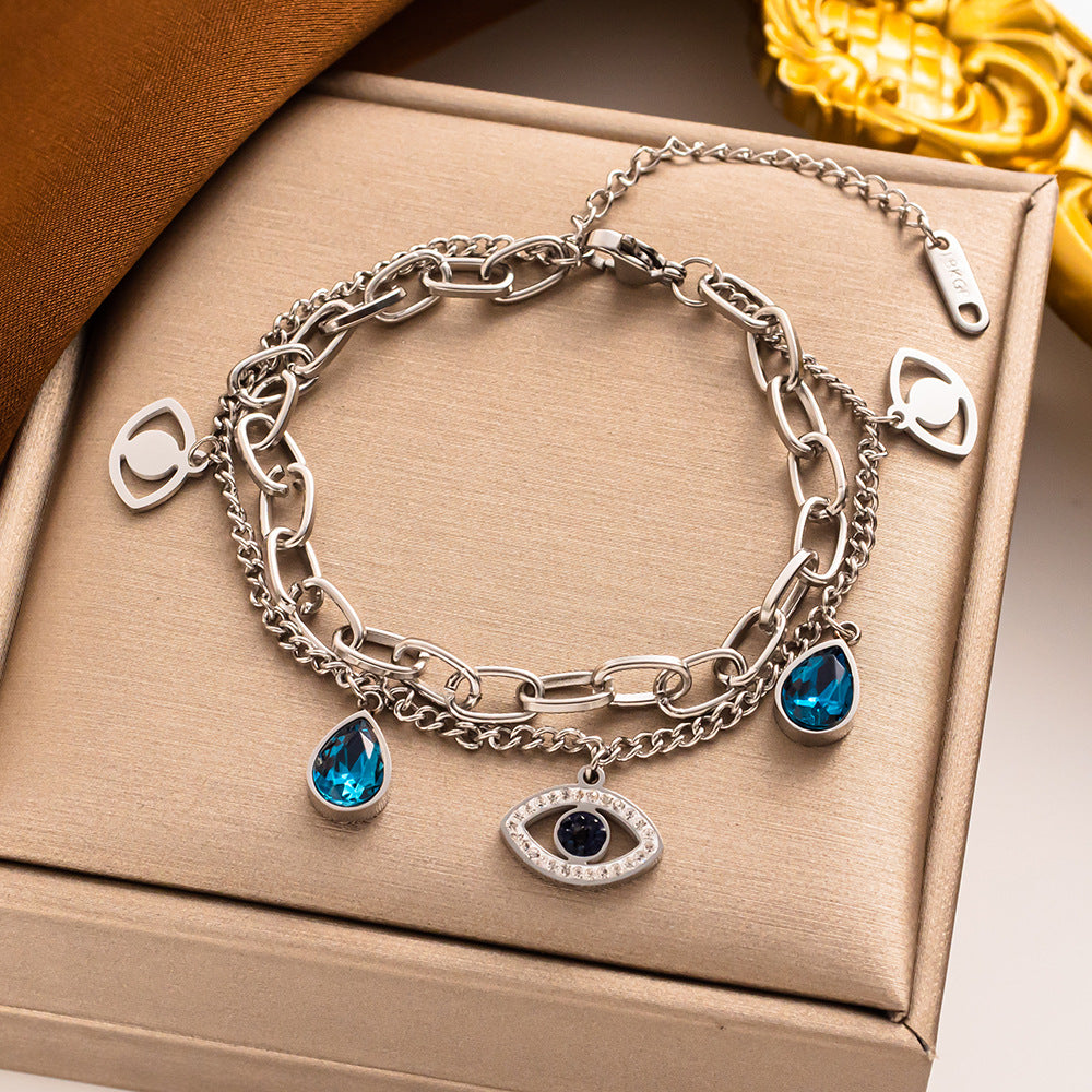 Pulsera de ojo de demonio, estilo de dibujos animados occidentales, regalo de pareja de acero inoxidable al por mayor 