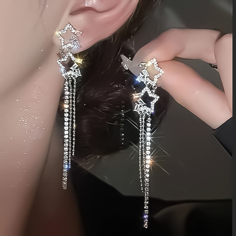 Star Rhinestone Dangle Earrings