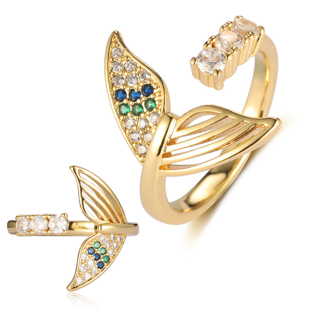 Butterfly Mermaid Tail Snake Copper Zircon Ring