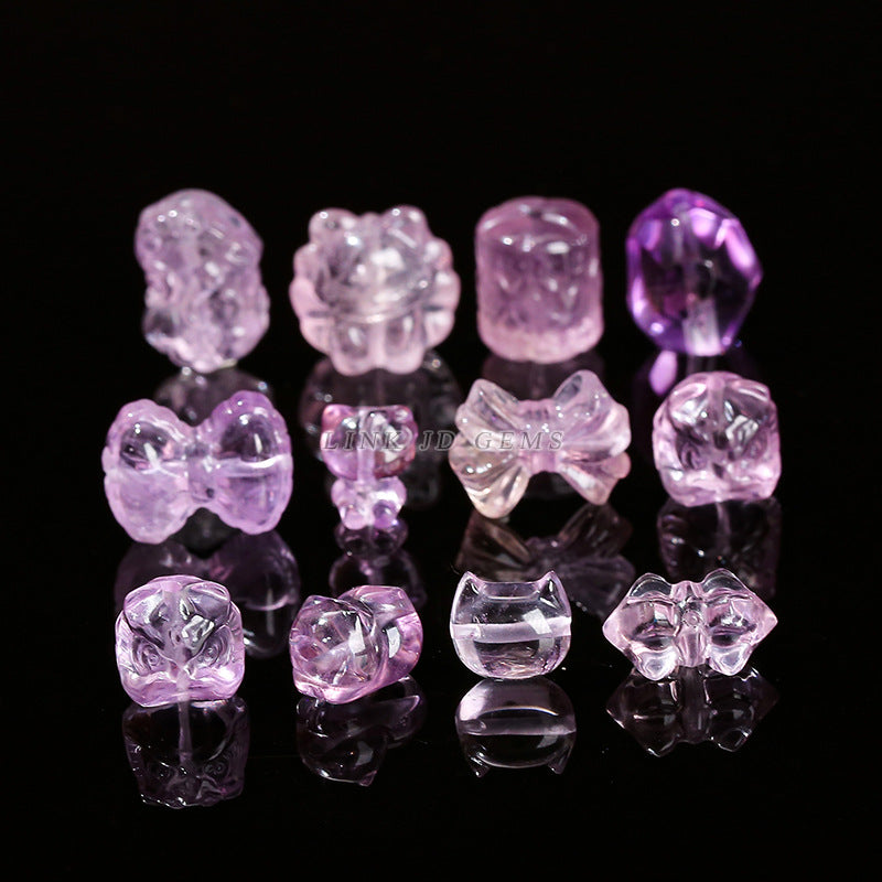 Amethyst engraving Pixiu nine-tailed fox single loose bead