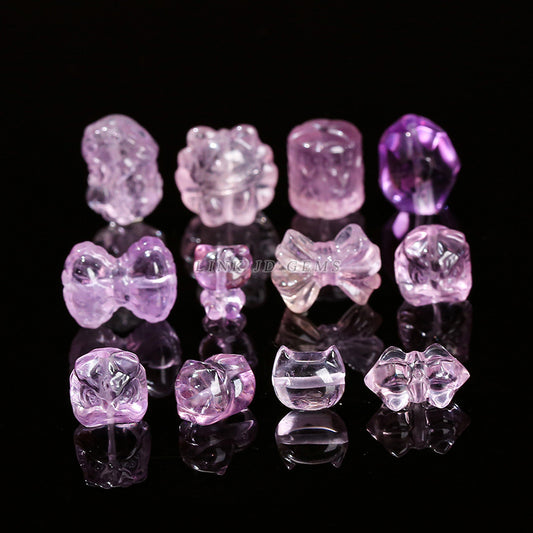 Amethyst engraving Pixiu nine-tailed fox single loose bead