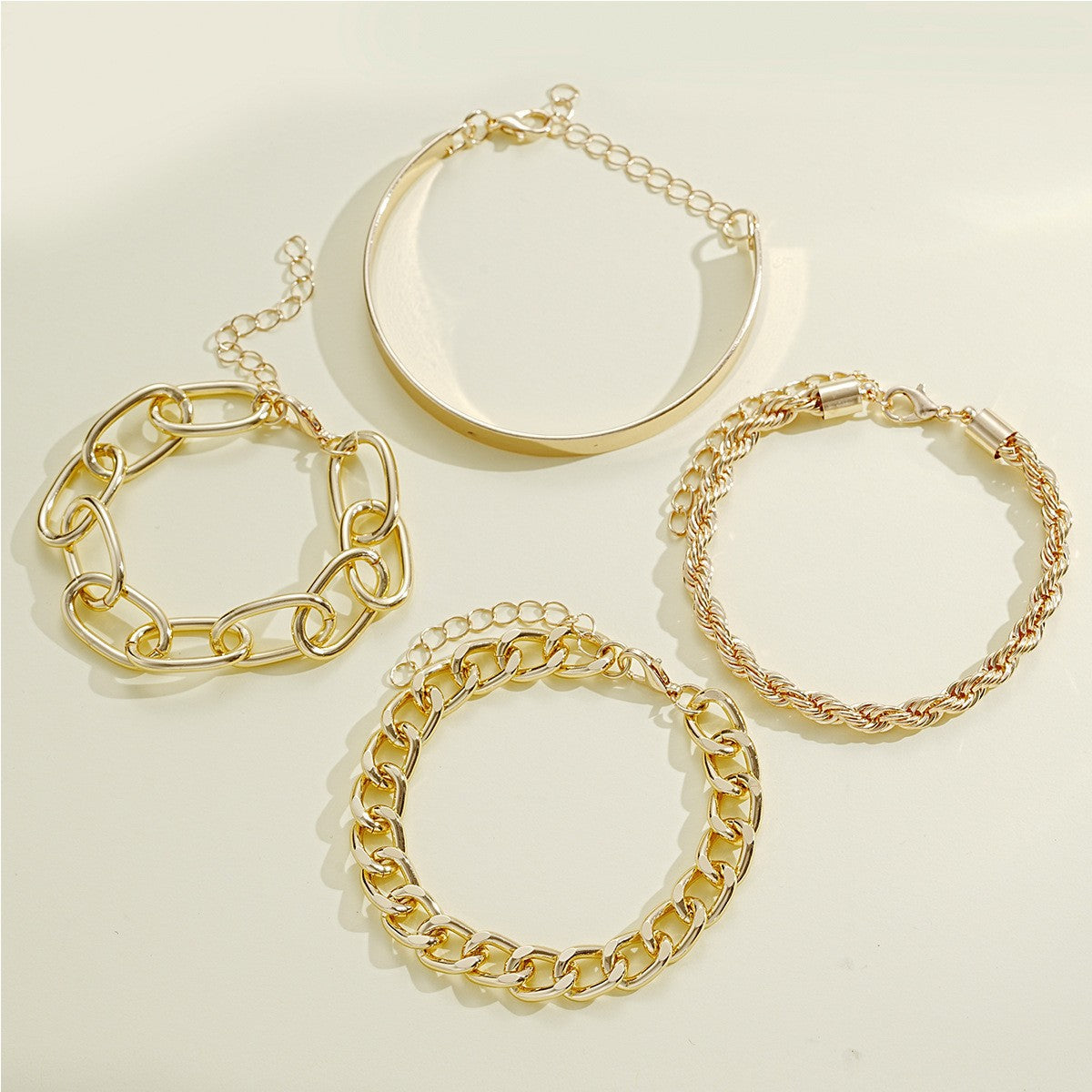 Metal Chain Stacked Bracelet Set