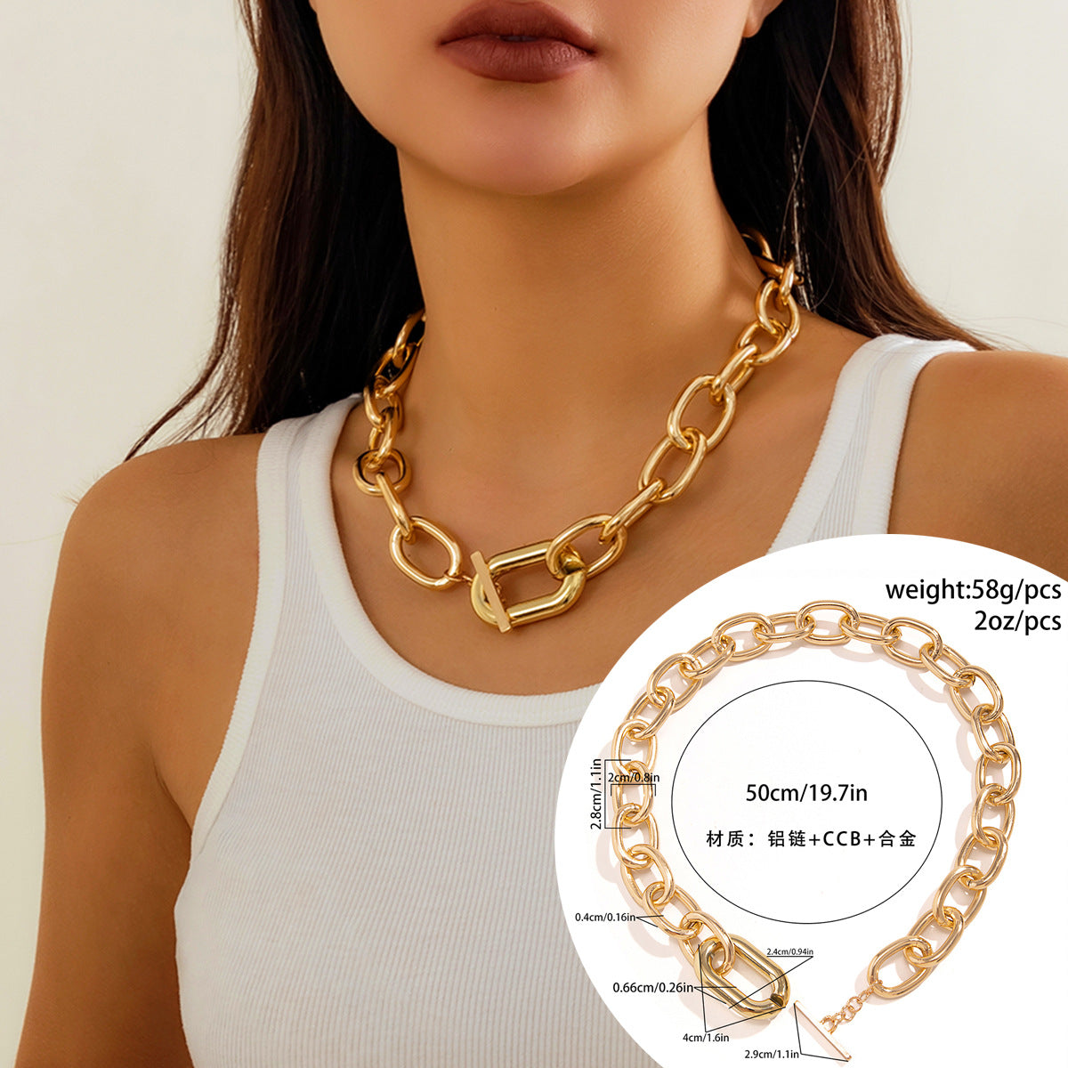 Collar multicapa de cadena de aluminio personalizado 
