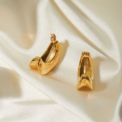 Concave and convex C-shaped earrings