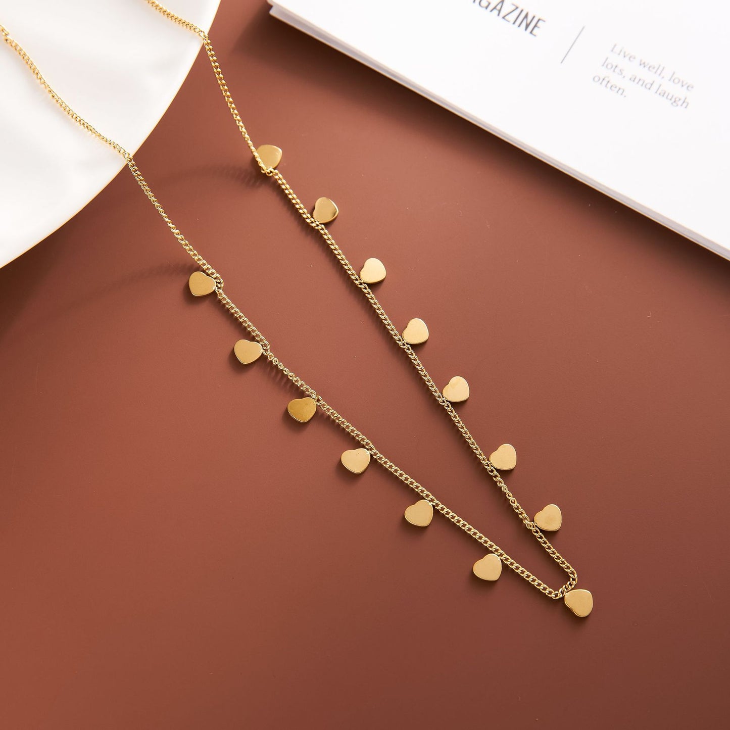 18K Gold-Plated Titanium Steel Multi-Heart Collarbone Necklace