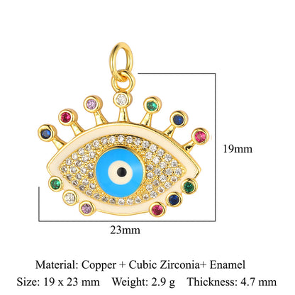 Oil drop copper zircon pendant palm eye face crown