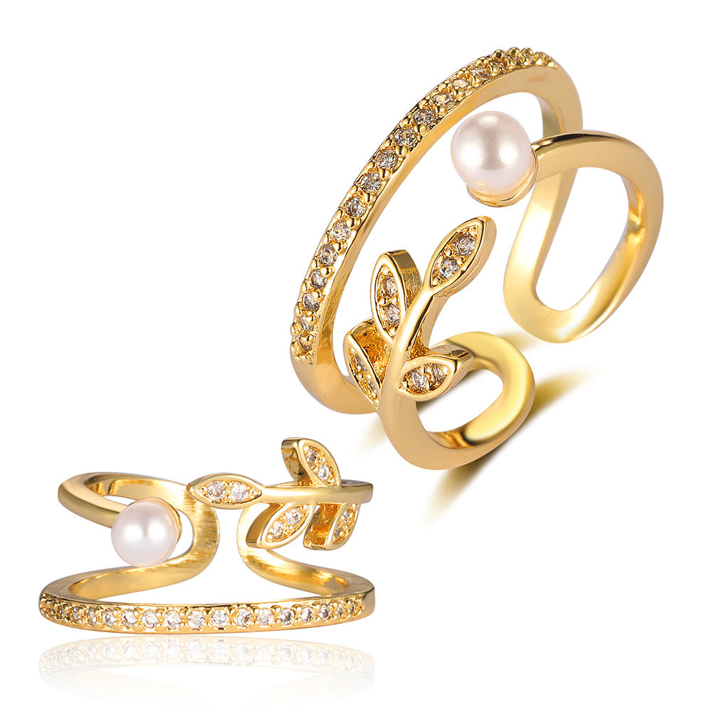 Pearl Flower Love Lock Bow Ring