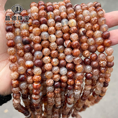 Brown ice crack popping agate beads