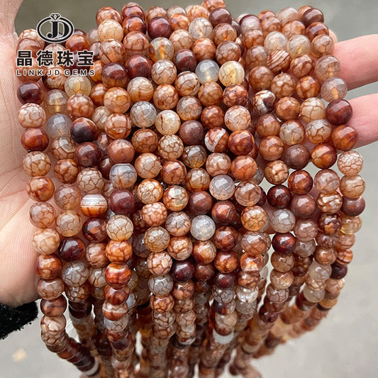 Brown ice crack popping agate beads