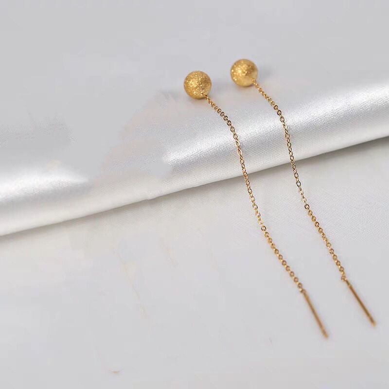 Titanium Steel Long Bead Stud Earrings — Minimalist Fashion