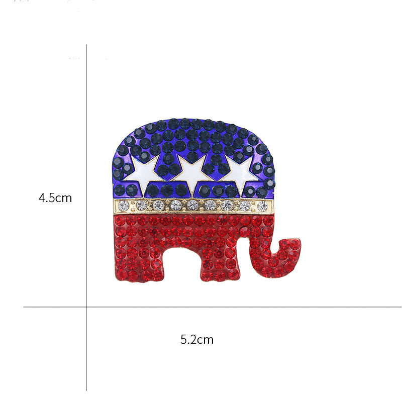 Enamel Oil Drop Diamond Elephant Brooch