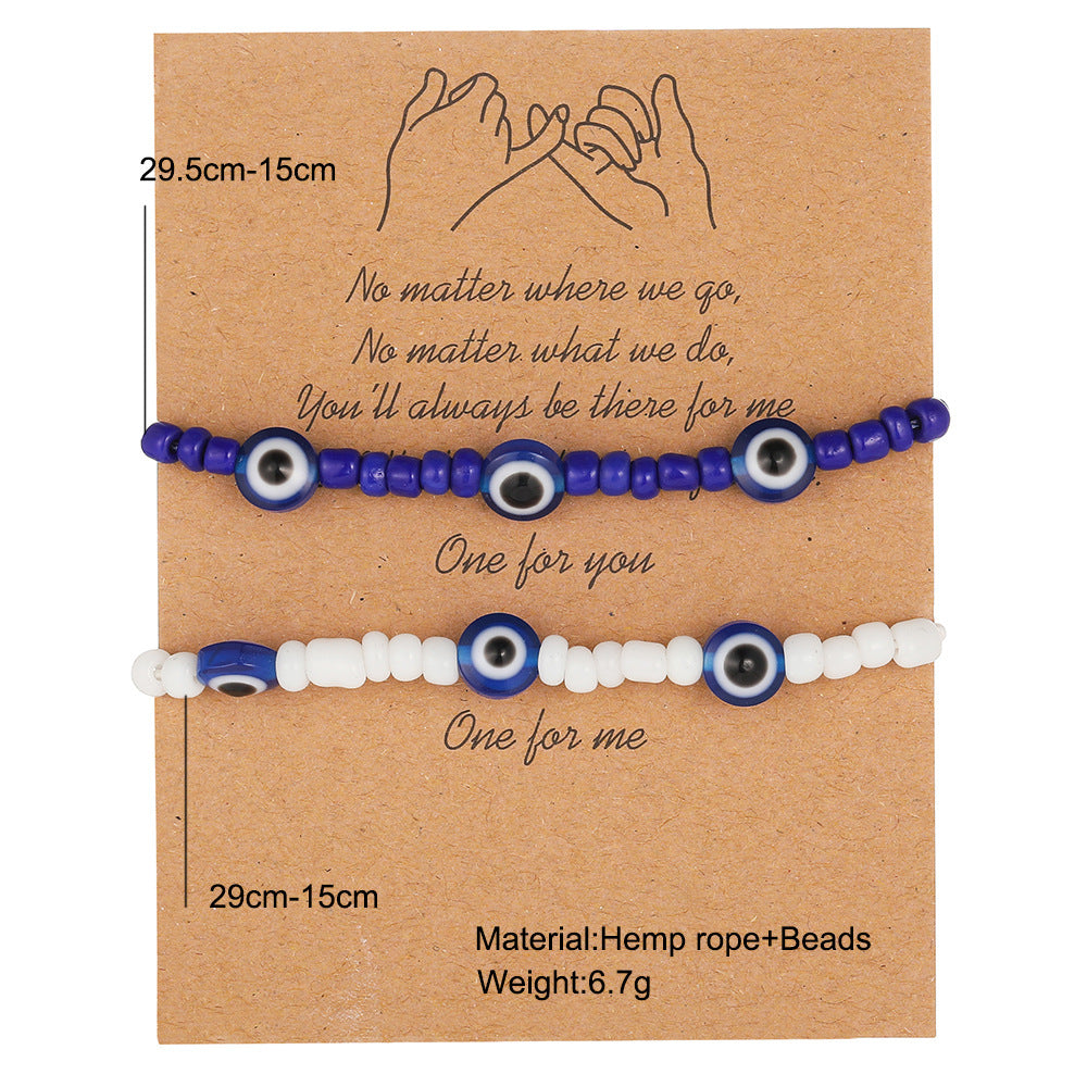 Devil's Eye Rice Bead Bracelet 2-Piece Set