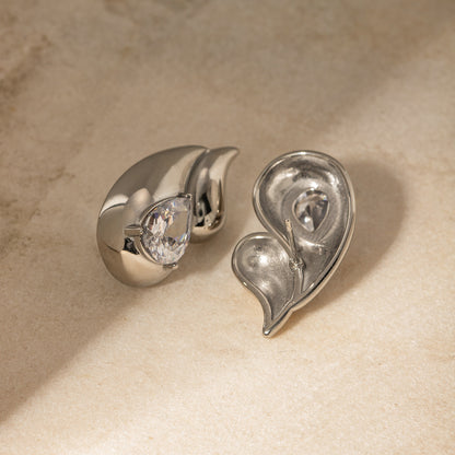 Pendientes doble lágrima con diamantes 