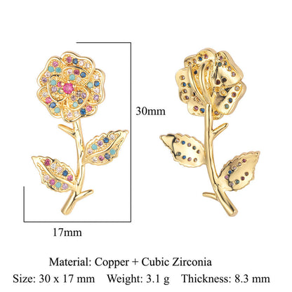 3 pcs/pack, rose copper zircon pendant DIY.