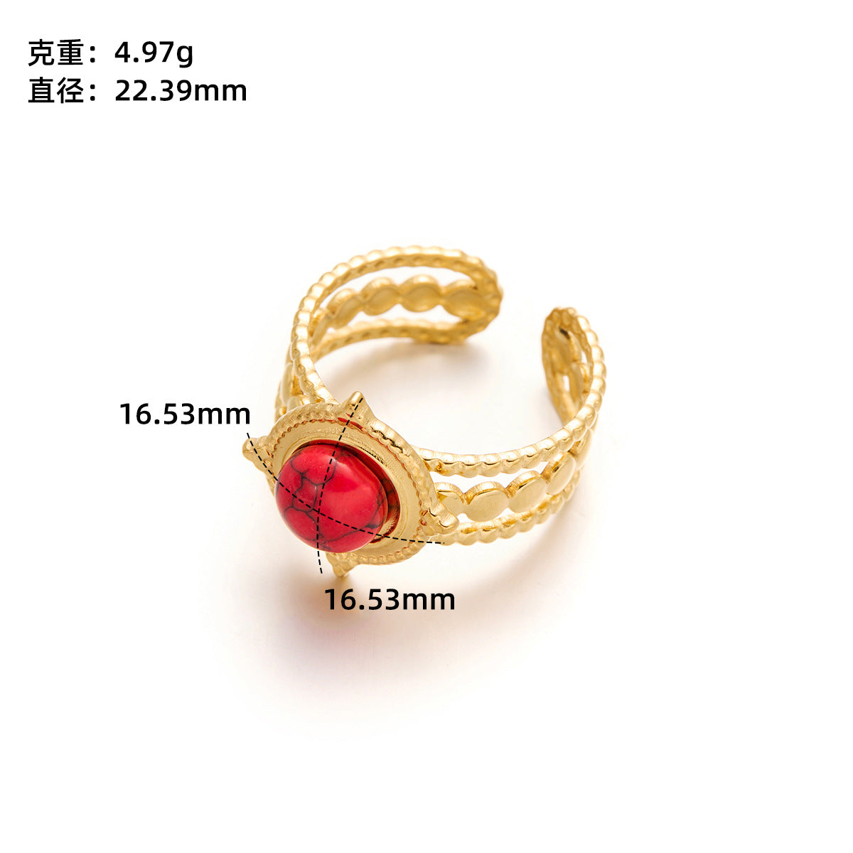 Gold Titanium Steel Flower Ring