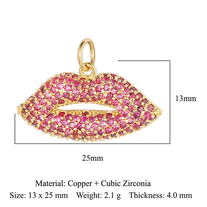 Crescent moon pentagram copper zircon pendant.