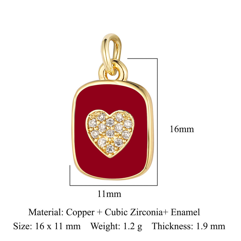 Oil drop diamond star tag copper zircon pendant