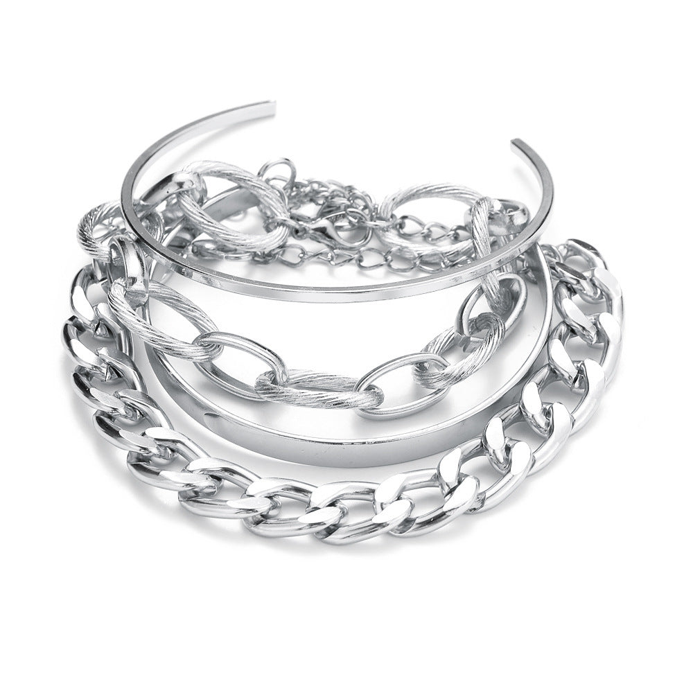 Metal Thick Chain Bracelet Set