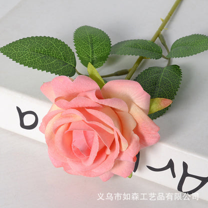 Simulation velvet rose single